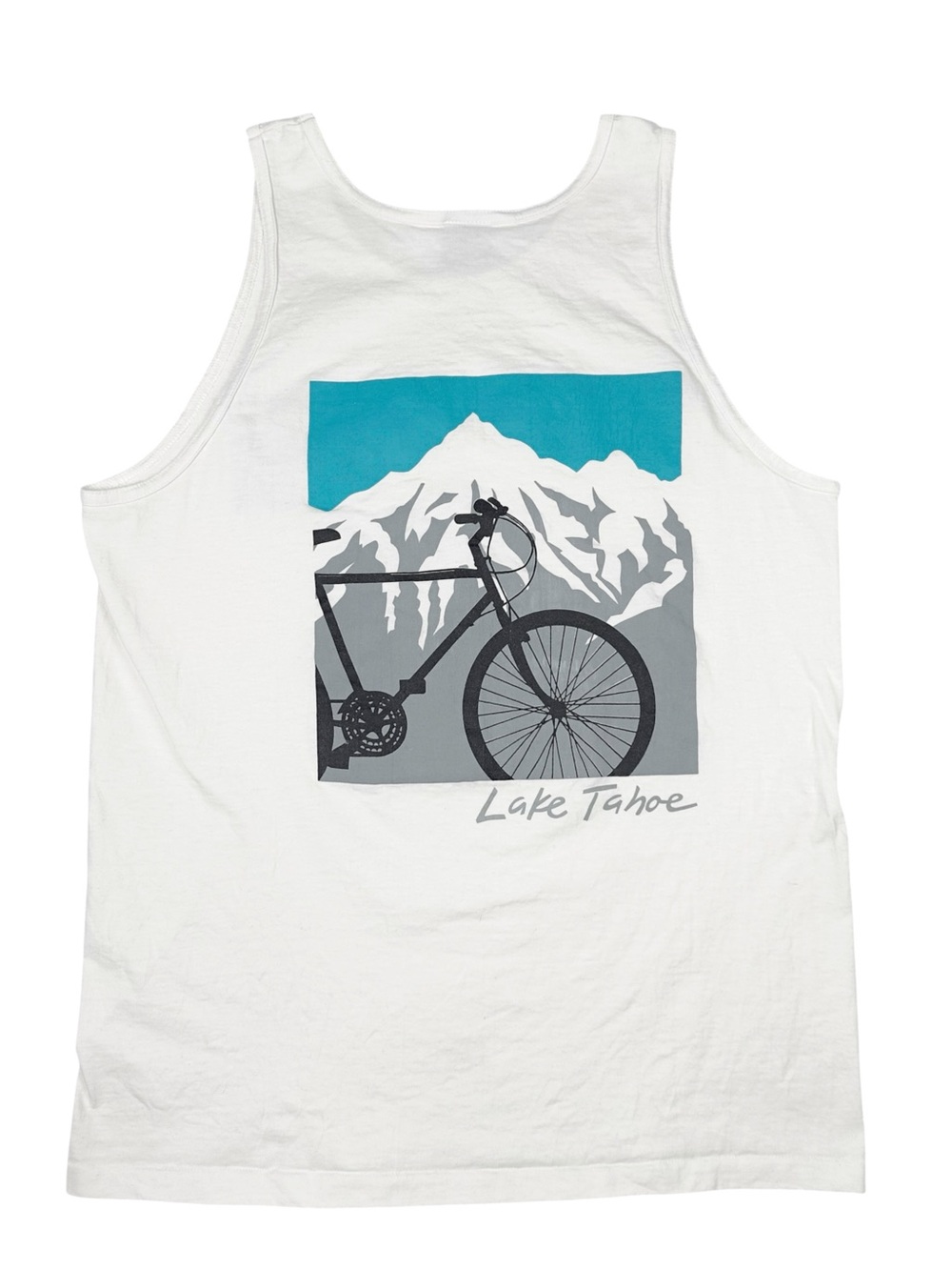 Vintage 90s Oneita Lake Tahoe Mountain Bicycle Cycling Tank Top Single Stitch L